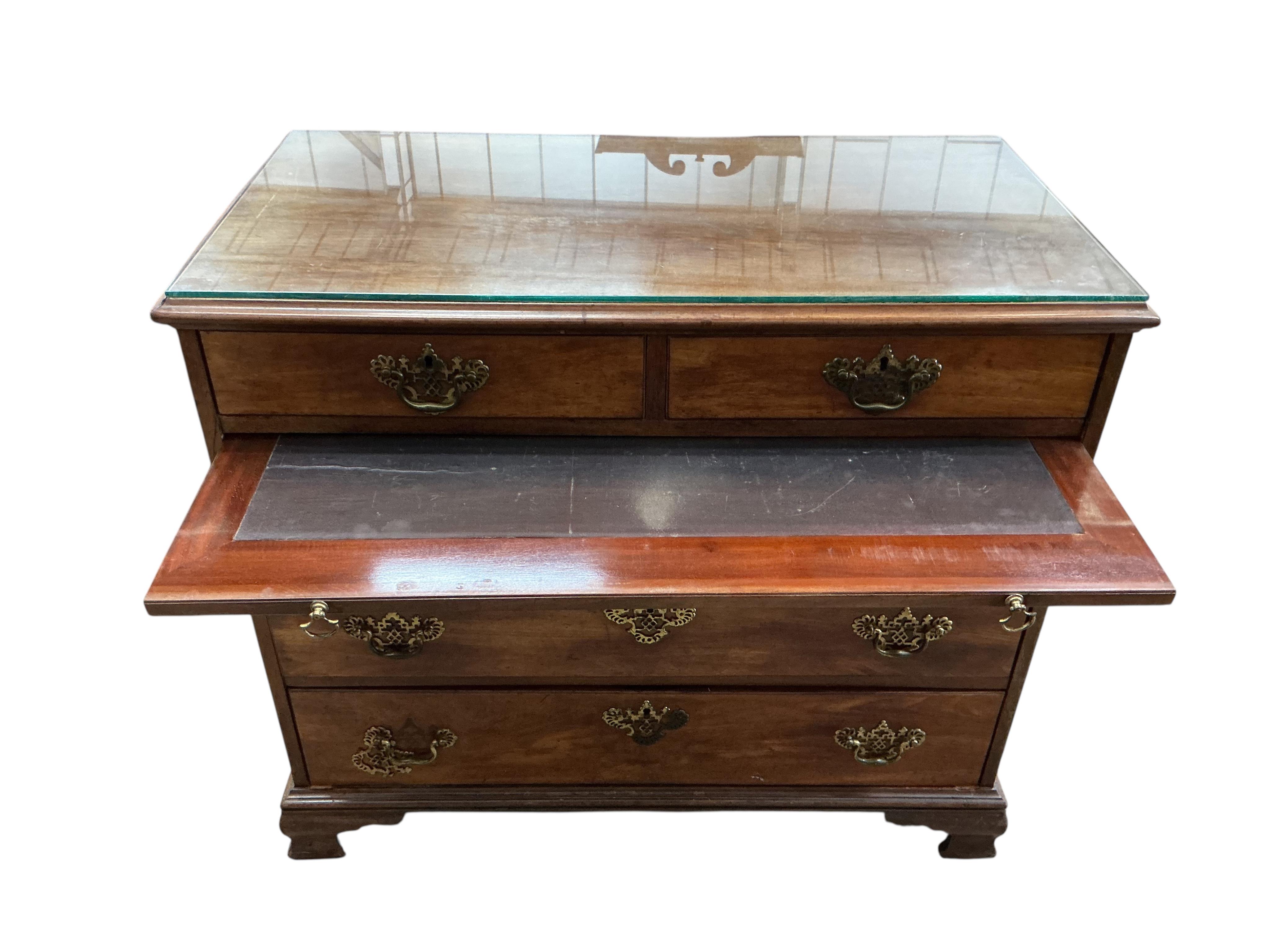 A George III mahogany chest with brushing slide, width 97cm, depth 50cm, height 86cm